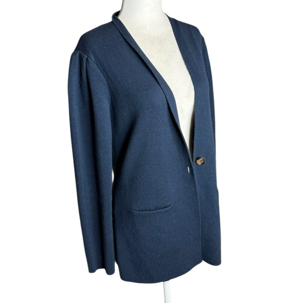 NIC+ZOE Blue Cardigan Sweater V-Neck Fitted FEMME SLEEVE JACKET size Small - Picture 5 of 13